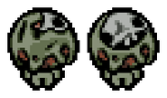 Various stages of Rotdrink losing its skin as it takes damage.