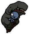 An easter egg sprite of Whale hugging Blue Baby.