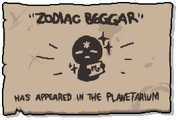 Zodiac Beggar's achievement unlock card.