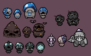 Concept sprite for Bub alongside other monster concepts.