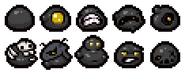 Various other appearances a Blot can take- 2 of which resembling Gish and Ash, a character from the game The End is Nigh.