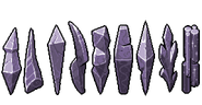 Various floating Amethyst clusters that have replaced hanging shopkeepers.